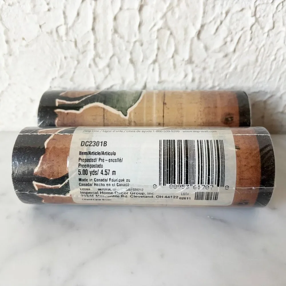 David Carter Brown Wallpaper Border Bear Deer Elk Wood Lodge Rustic 10 yards NOS